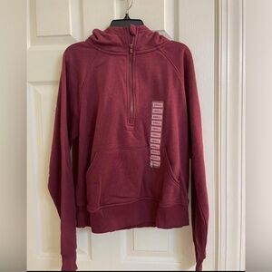 NEW Women’s Members Mark Maroon Crop 1/2 zip Hoodie Size Small